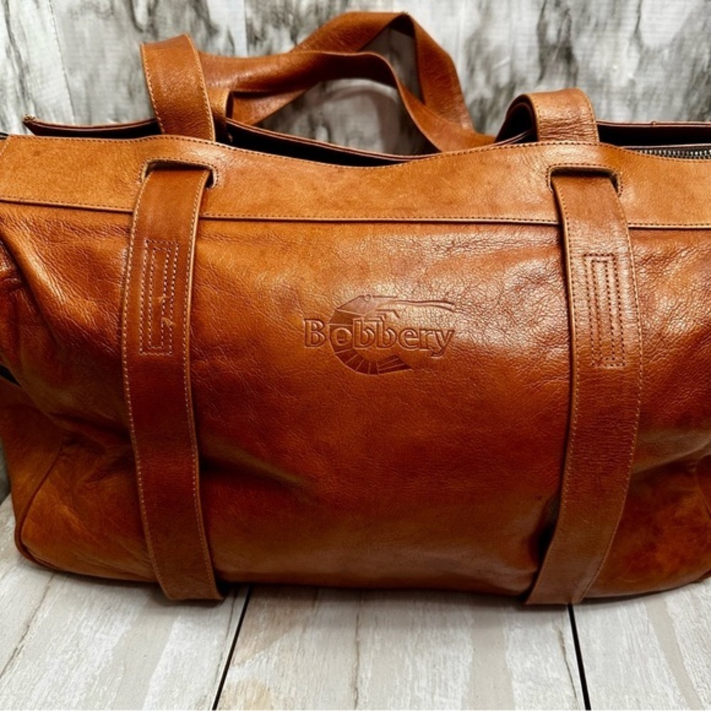 Brown Leather Men's Duffel Bag Vintage Weekender Bag Roomy Classic Durable